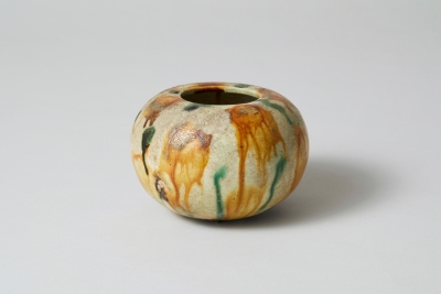 三彩丸壺