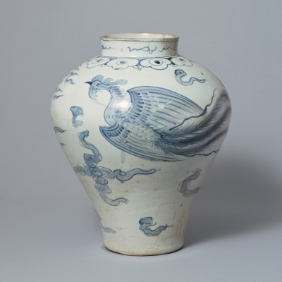 青花鳳凰文壺