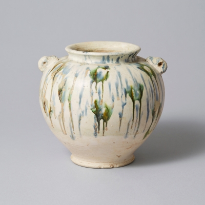 三彩兎耳壺